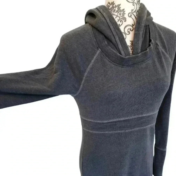 prAna Nanette Dress Grey Hooded Organic Cotton Long Sleeves Women's  size Small - Picture 7 of 14